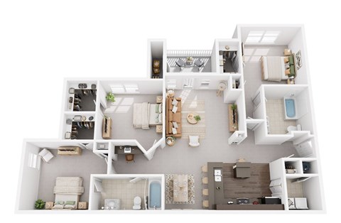 Floor plan for 3 beds, 2 baths, 1519 sqft